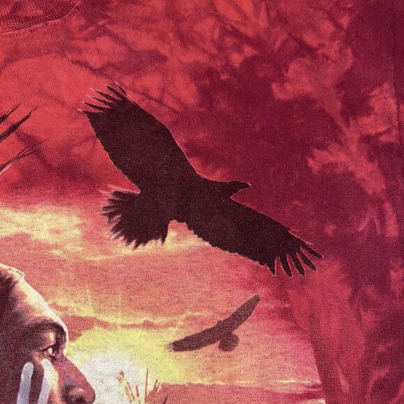 Two (2) The Mountain Native American Graphic Tee Shirts Large Red Tie Dye Blue - Picture 3 of 15